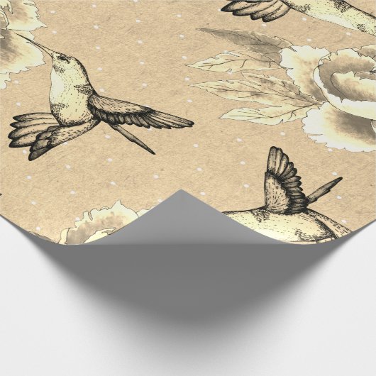 Elegant  pony's en levende vogels Zwitserse Stippe Cadeaupapier (Hoek)