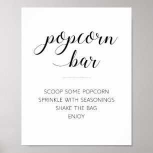 Elegant Popcorn Bar Buffet Wedding Sign Poster