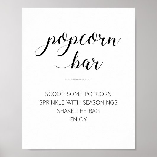 Elegant Popcorn Bar Buffet Wedding Sign Poster (Voorkant)