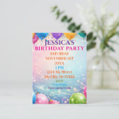 Elegant Poppies Black Birthday Invitation (Debout devant)