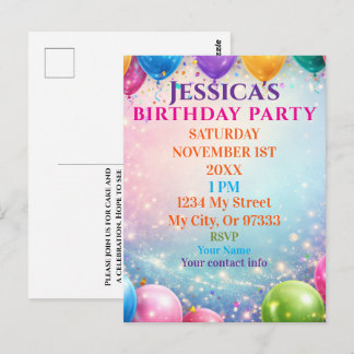 Elegant Poppies Black Birthday Invitation