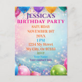 Elegant Poppies Black Birthday Invitation (Devant)