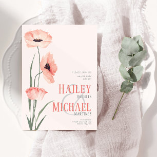 Élégant Poppies botaniques QR Code Invitation