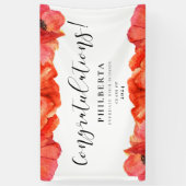 Elegant Poppies Graduation party Gefeliciteerd Spandoek (Verticaal)