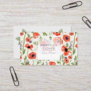 Elegant Poppies Oranje Floral Pattern Visitekaartje