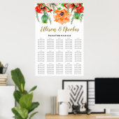 Elegant Poppies Wedding Seding Chart Poster (Thuiskantoor)