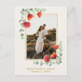 Elegant Poppy Botanical Briefkaart Save the Date (Voorkant)