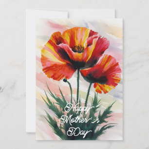 Elegant Poppy Flower Painting Moederdag Kaart