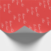 Elegant Poppy Rood en Wit Aangepaste Naam Tekstwoo Cadeaupapier (Hoek)