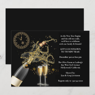Elegant Popular Champagne New Years Eve Party Kaart