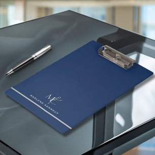Élégant Porte-bloc Personnalisé Argent Bleu Marine