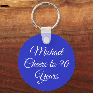 Elegant Porte-clés Bleu Royal 90ème Anniversaire
