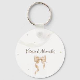 Élégant porte-clés de mariage à ruban de satin