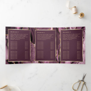 Élégant Porte Or Mauve foncé triple Brochure