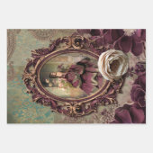 Élégant Portrait Lady, papier floral et Demask (Devant)