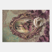 Élégant Portrait Lady, papier floral et Demask (Devant)