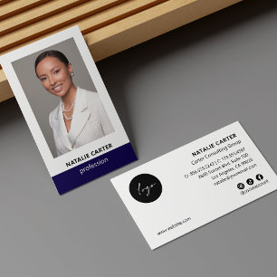 Elegant Portret Foto Logo Social Icon NAVY BLUE Visitekaartje