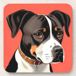 Elegant portret van een zwart-witte hond bier onderzetter