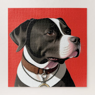 Elegant portret van een zwart-witte hond legpuzzel