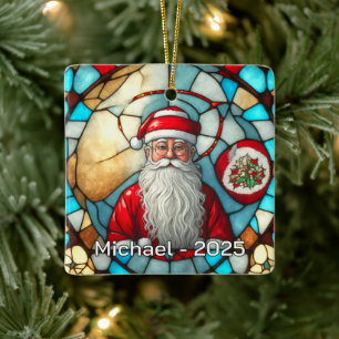 Elegant portret van Kerstman Keramisch Ornament
