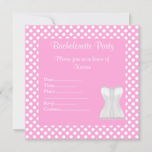 ELEGANT POT PINK BACHELORETTE ARTIJ INVITE KAART (Voorkant)