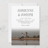 Elegant potlood Grijze Tekst 2 in 1 Foto bruiloft Kaart (Voorkant)