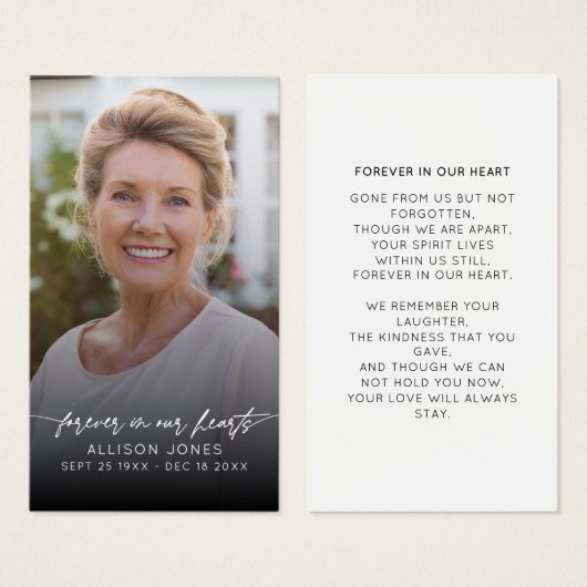 Elégant Pour Toujours Dans Nos Coeurs Script Photo (Devant & derrière)