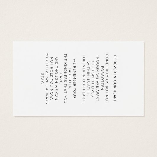 Elégant Pour Toujours Dans Nos Coeurs Script Photo (Dos)