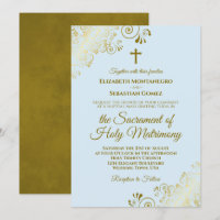 Elegant Powder Blue & Gold Modern katholieke bruil