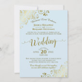 Elegant Powder Blue & Gold Wedding Livestream Kaart (Voorkant)