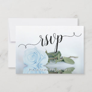 Elegant Powder Blue Reflecterende Roos Chic Weddin RSVP Kaartje