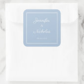 Elegant Powder Blue Script Wedding Vierkante Sticker (Tas)