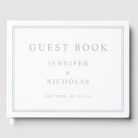 Elegant Powder Blue Wedding Gastenboek (Voorkant)
