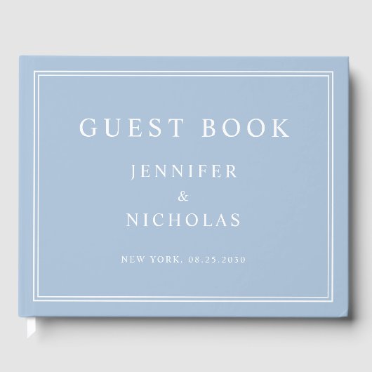 Elegant Powder Blue Wedding Gastenboek (Voorkant)