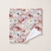 Elegant Powder Pink and Gold Flowers Bath Towels (Gant de toilette)