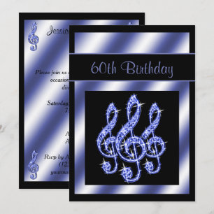 Elegant, prachtig blauw Treble Clefs 60th Birthday Kaart