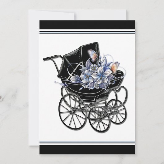 Elegant  Pram Baby shower Kaart (Voorkant)