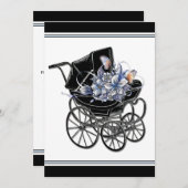 Elegant  Pram Baby shower Kaart (Voorkant / Achterkant)