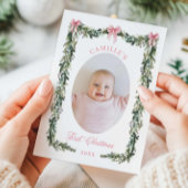 Élégant premier Noël bébé Carte photo fille