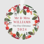 Élégant premier Noël vert Mariage Photo (devant)