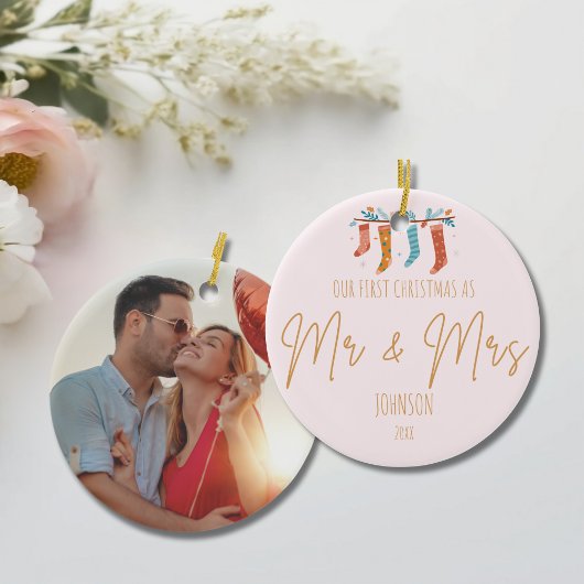 Élégant premier ornement de Noël pour les couples