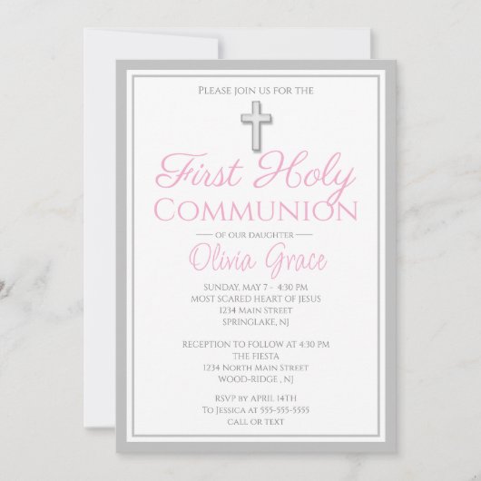 Élégant premier saint Invitations de communion pou (Devant)