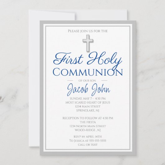 Élégant premier saint Invitations de communion pou (Devant)
