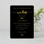 elegant Premium Real Gold Elegant Monogram Black Folie Uitnodiging (Staand Voorkant)