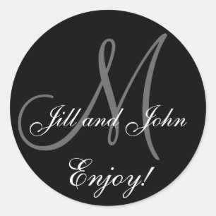 Élégant prénoms Monogramme Mariage Faveur Sticker