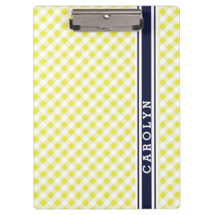 elegant preppy geel het patroonmonogram van de klembord