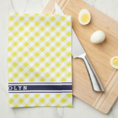 elegant preppy geel het patroonmonogram van de theedoek (Quarter Fold)