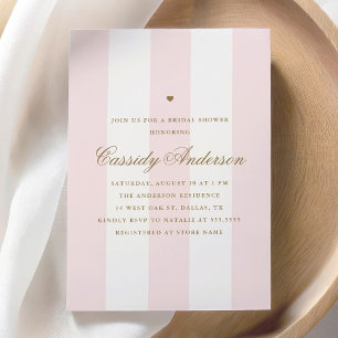 Elegant Preppy Modern Roze Streep Vrijgezellenfees Kaart