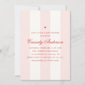 Elegant Preppy Pink Stripe Valentijn Baby shower Kaart (Voorkant)