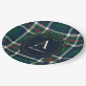 Elegant Preppy Plaid Monogram Christmas Papieren Bordje (Gekanteld)